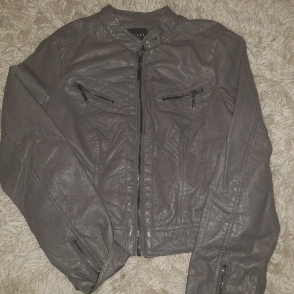 Grey leather like jacket